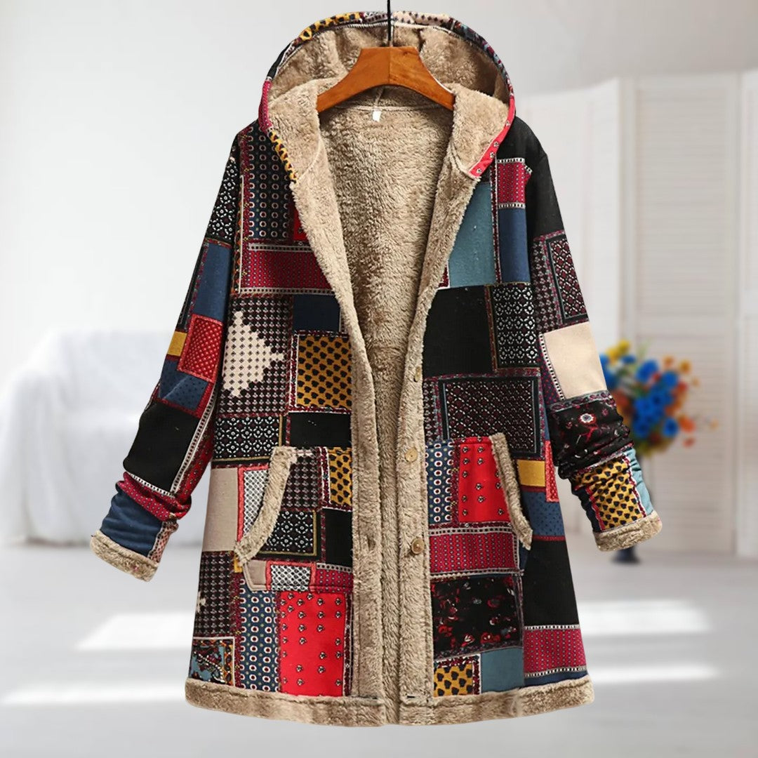 Willow | Womens Floral Fleece Lined Hooded Zip Coat