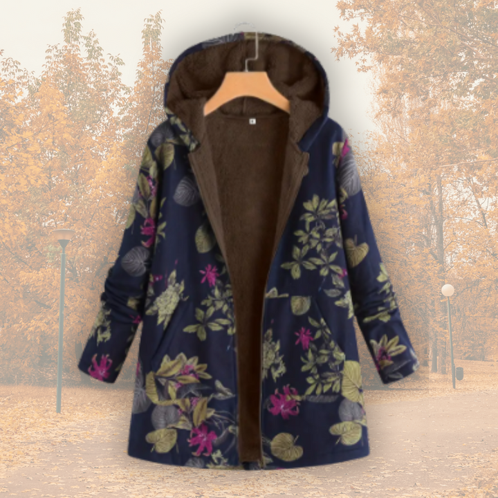 Willow | Womens Floral Fleece Lined Hooded Zip Coat