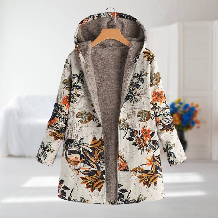 Willow | Womens Floral Fleece Lined Hooded Zip Coat
