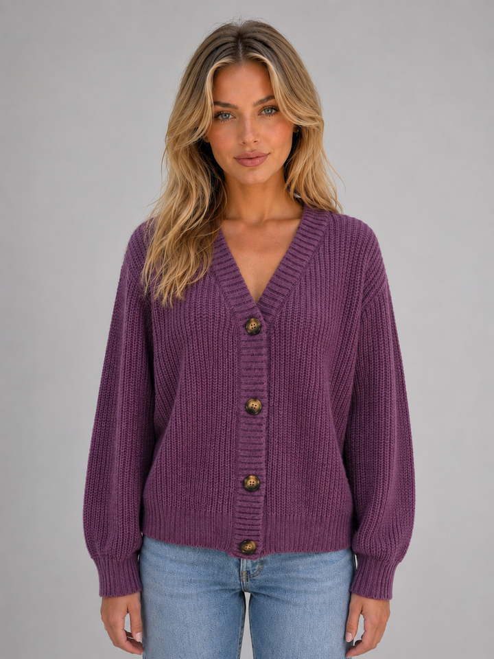 Marnie | Chunky Knit V-Neck Button Cardigan