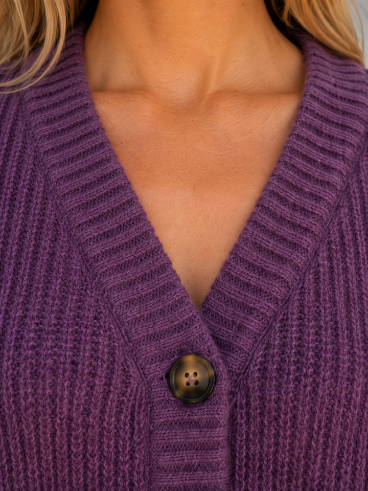 Florence | Relaxed Knitted V-Neck Button Front Cardigan