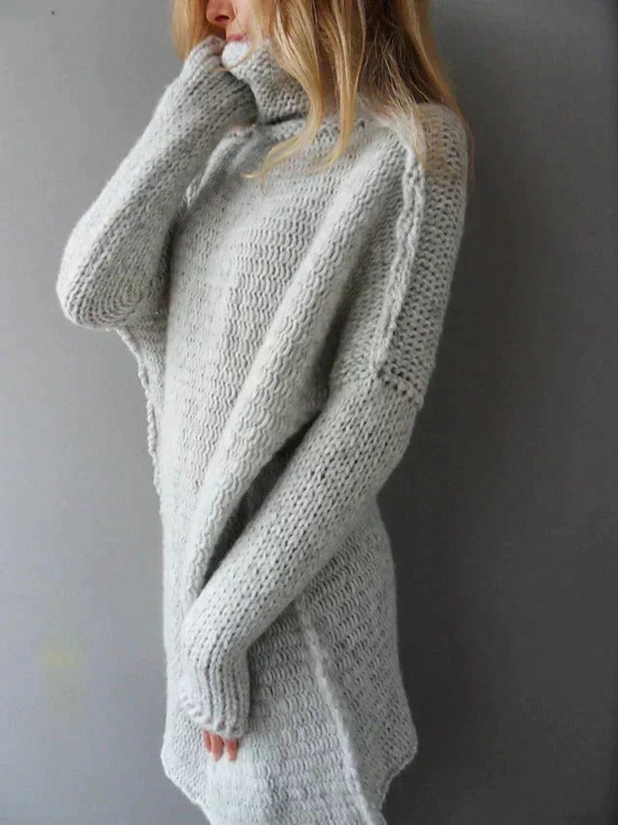 Nancy | Oversized Knitted Turtleneck Sweater with Side Slits