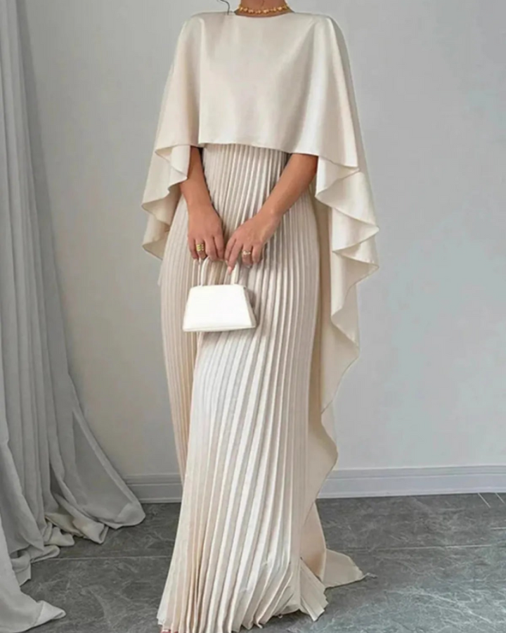 Lottie | Cape Detail Pleated Maxi Dress