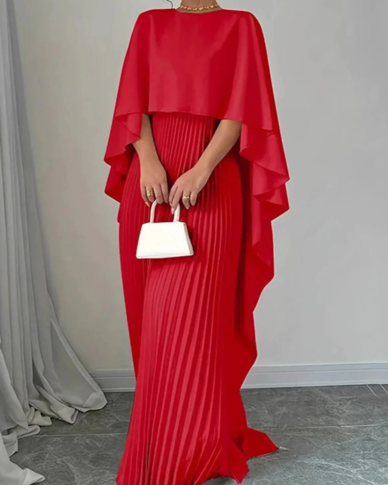 Lottie | Cape Detail Pleated Maxi Dress