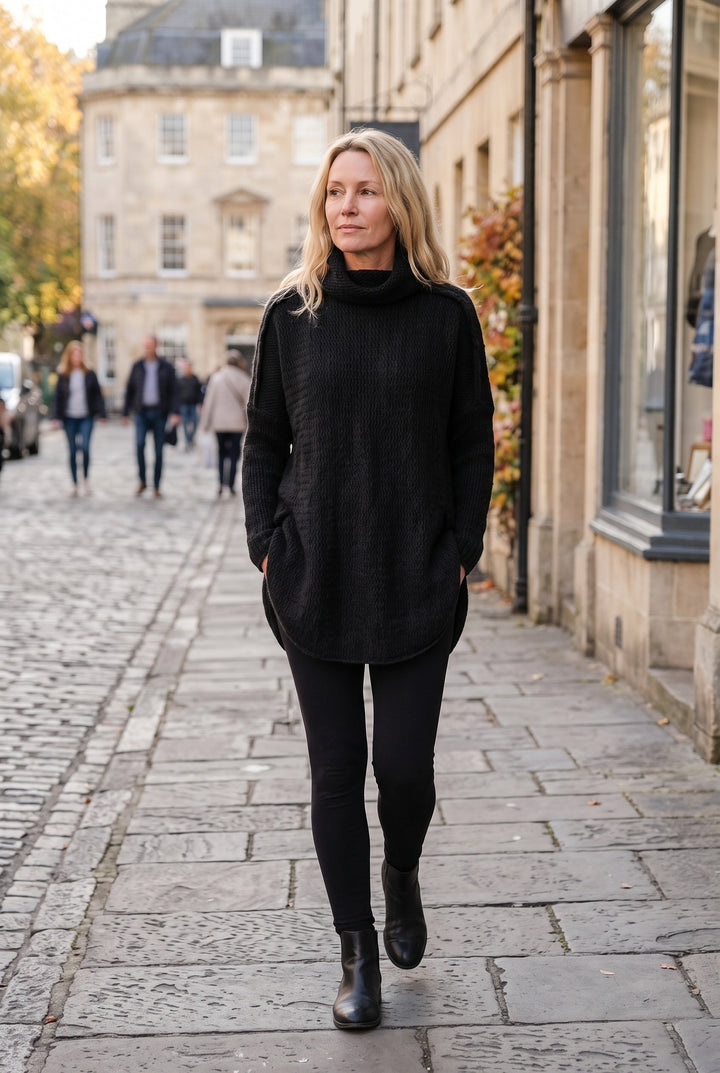 Verity | Chunky Knit Funnel Neck Jumper Dress