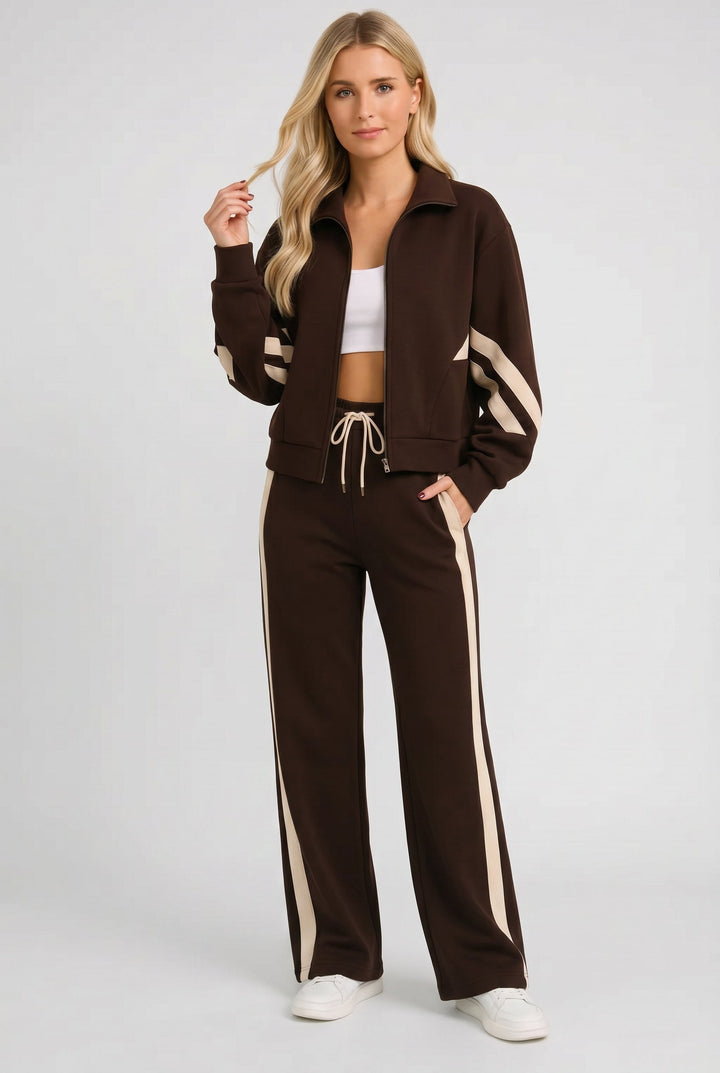 Grace | Women Tracksuit Set with Cropped Jacket and Side Stripes