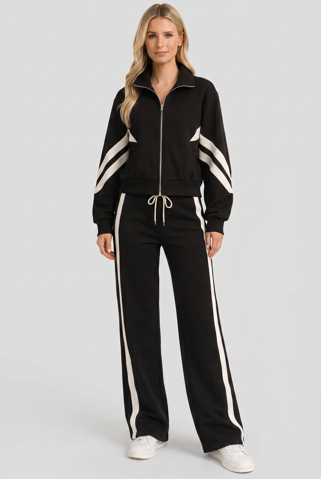 Grace | Women Tracksuit Set with Cropped Jacket and Side Stripes