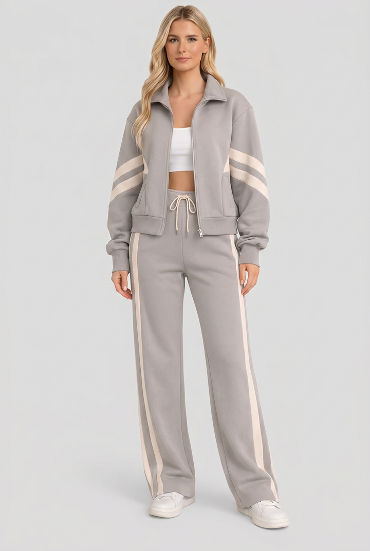 Grace | Women Tracksuit Set with Cropped Jacket and Side Stripes