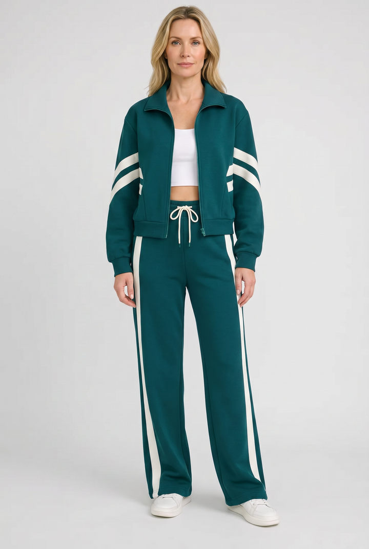 Grace | Women Tracksuit Set with Cropped Jacket and Side Stripes