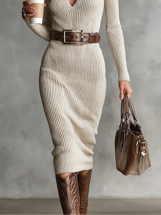 Etta womens ribbed knit jumper dress