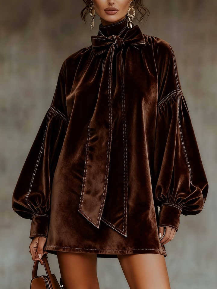 Blythe | Velvet Mock Neck Mini Dress