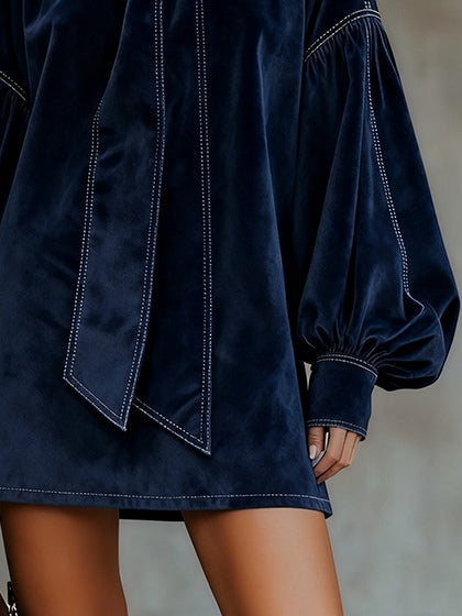 Blythe | Velvet Mock Neck Mini Dress