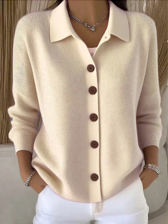 Phoebe | Collared Button-Front Knit Cardigan