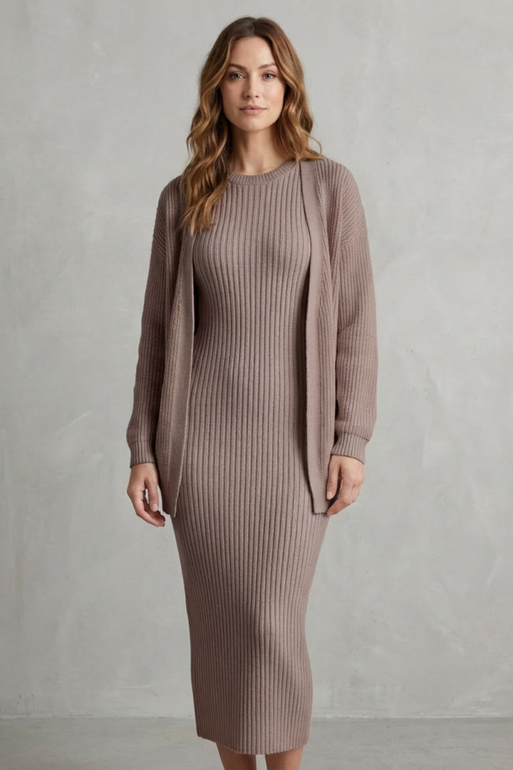 Grace | Ribbed Knit Matching Set Maxi Dress