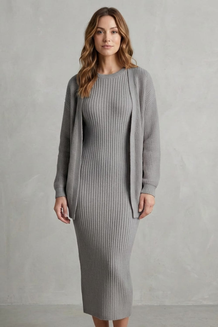 Grace | Ribbed Knit Matching Set Maxi Dress