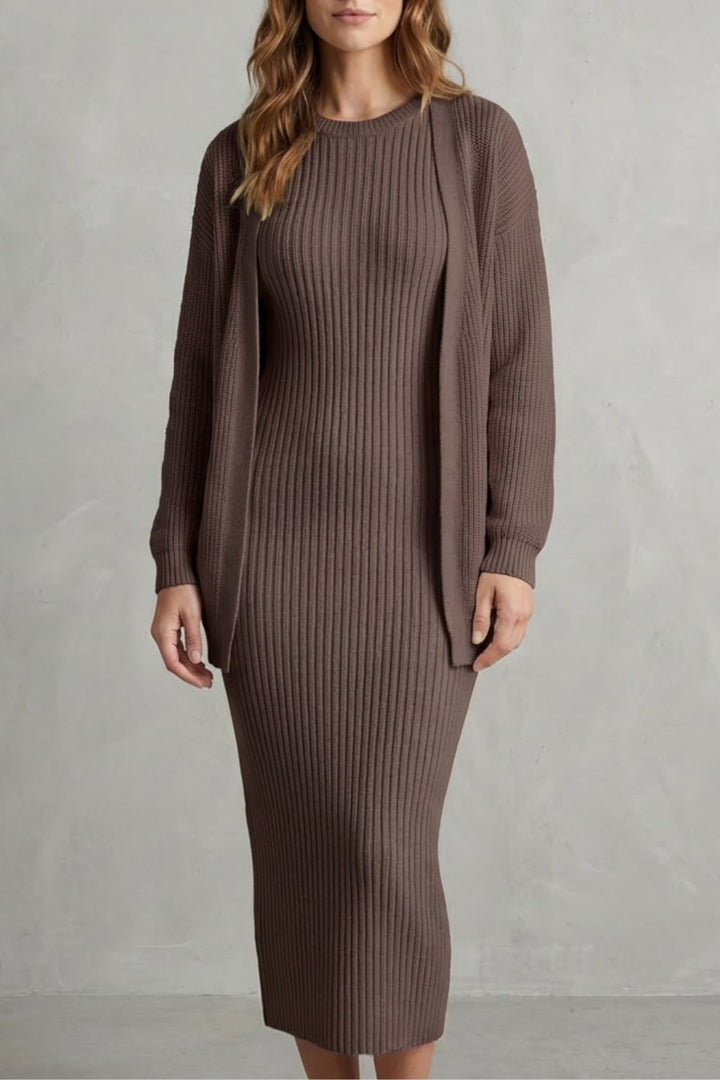 Grace | Ribbed Knit Matching Set Maxi Dress