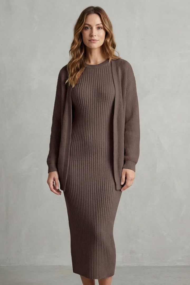 Grace | Ribbed Knit Matching Set Maxi Dress