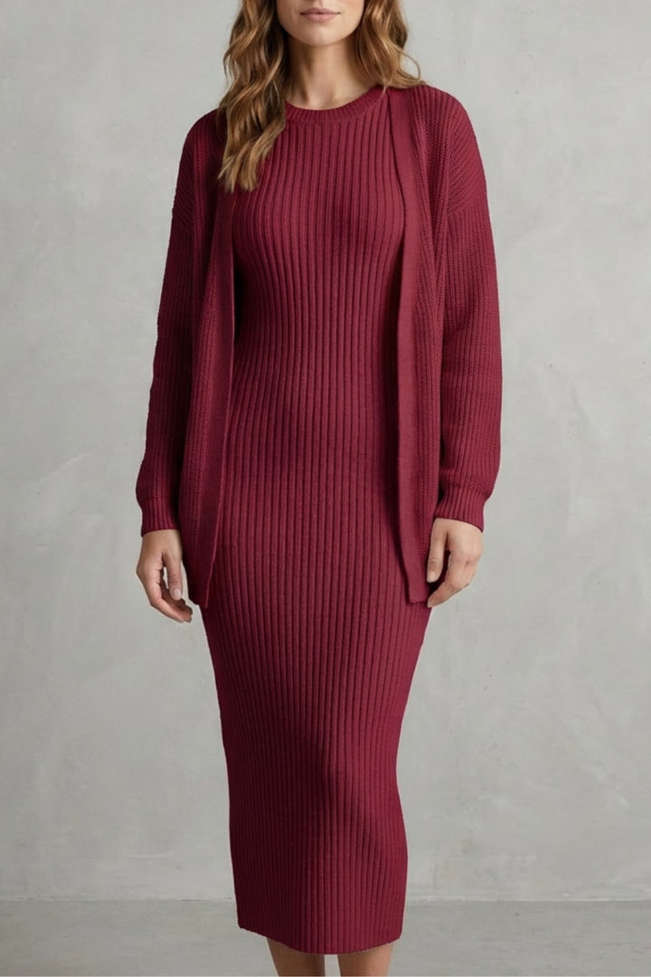 Grace | Ribbed Knit Matching Set Maxi Dress