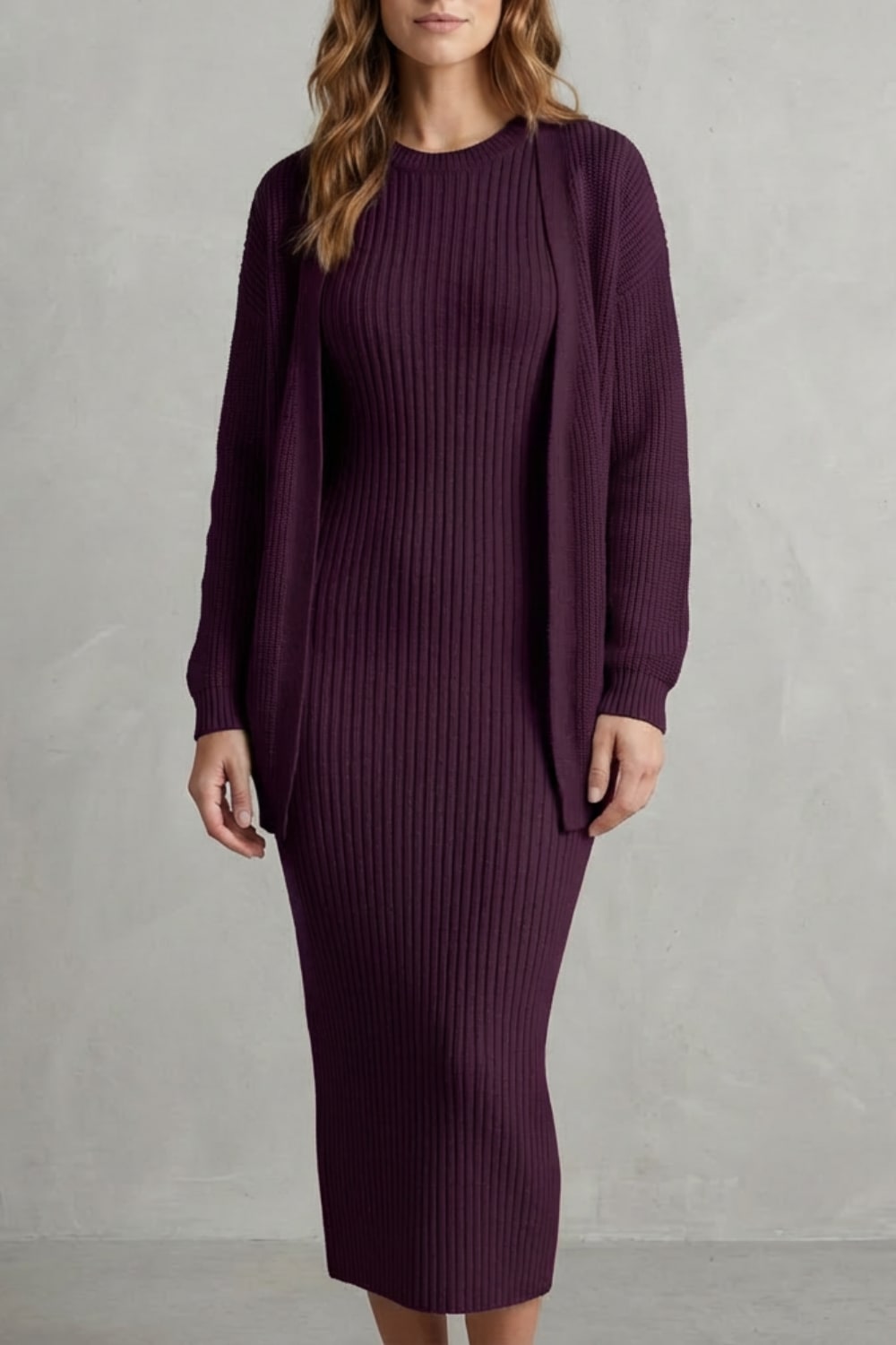 Grace | Ribbed Knit Matching Set Maxi Dress