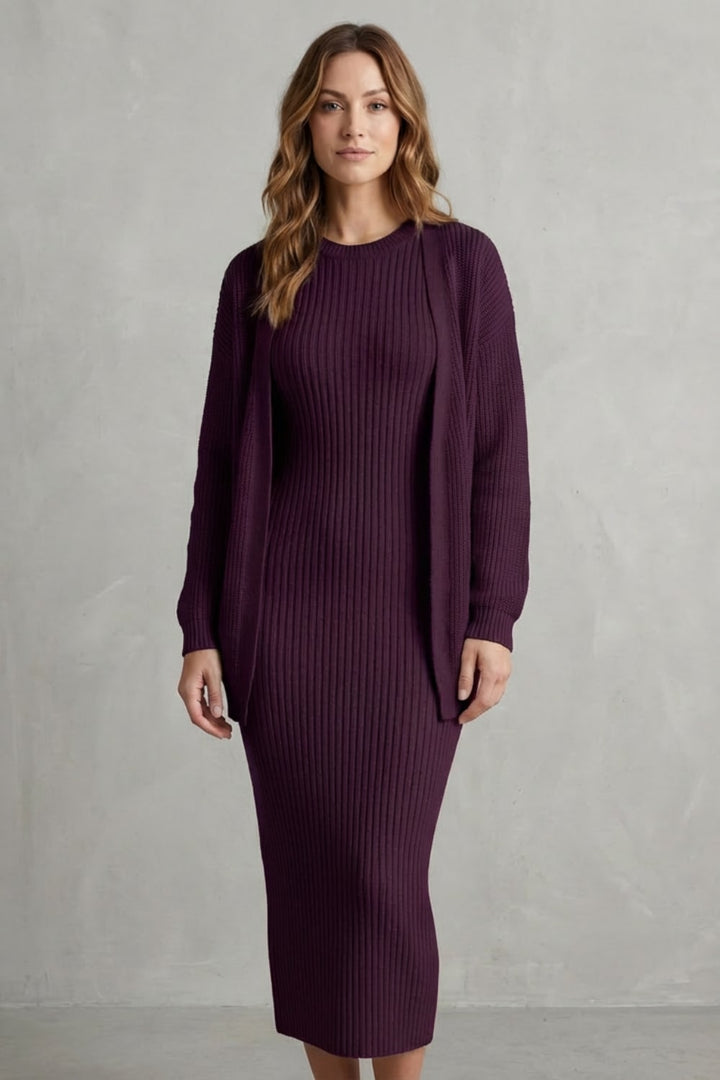 Grace | Ribbed Knit Matching Set Maxi Dress