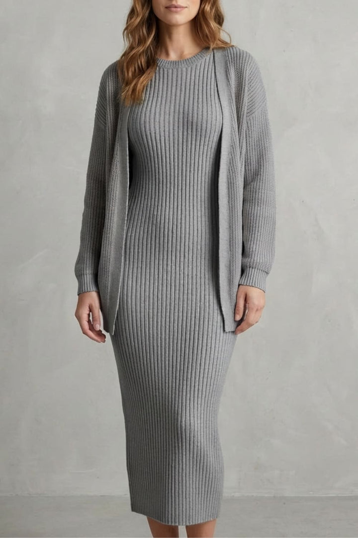 Grace | Ribbed Knit Matching Set Maxi Dress
