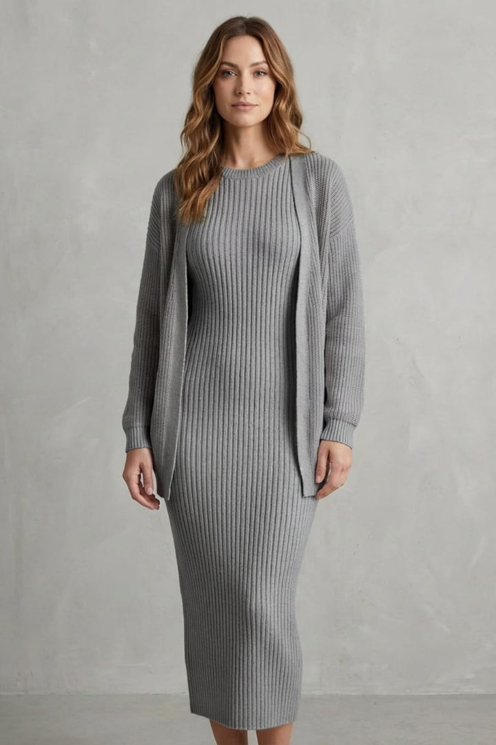 Grace | Ribbed Knit Matching Set Maxi Dress