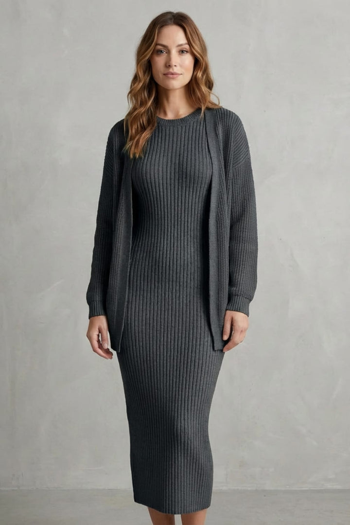 Grace | Ribbed Knit Matching Set Maxi Dress