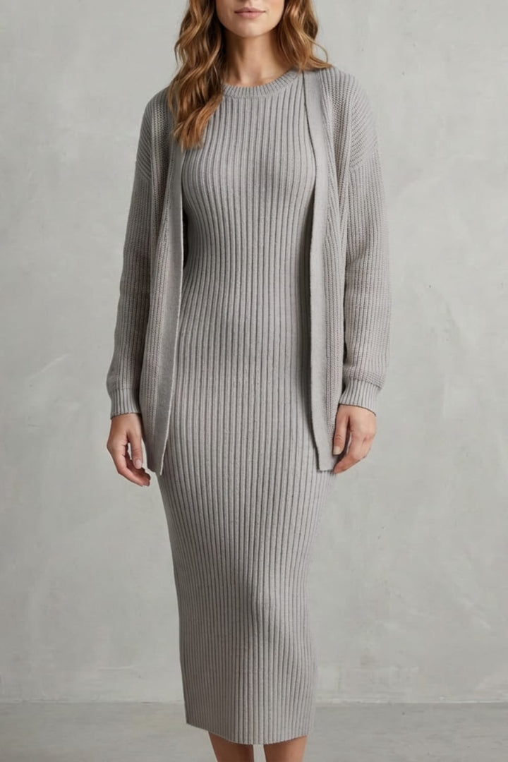 Grace | Ribbed Knit Matching Set Maxi Dress
