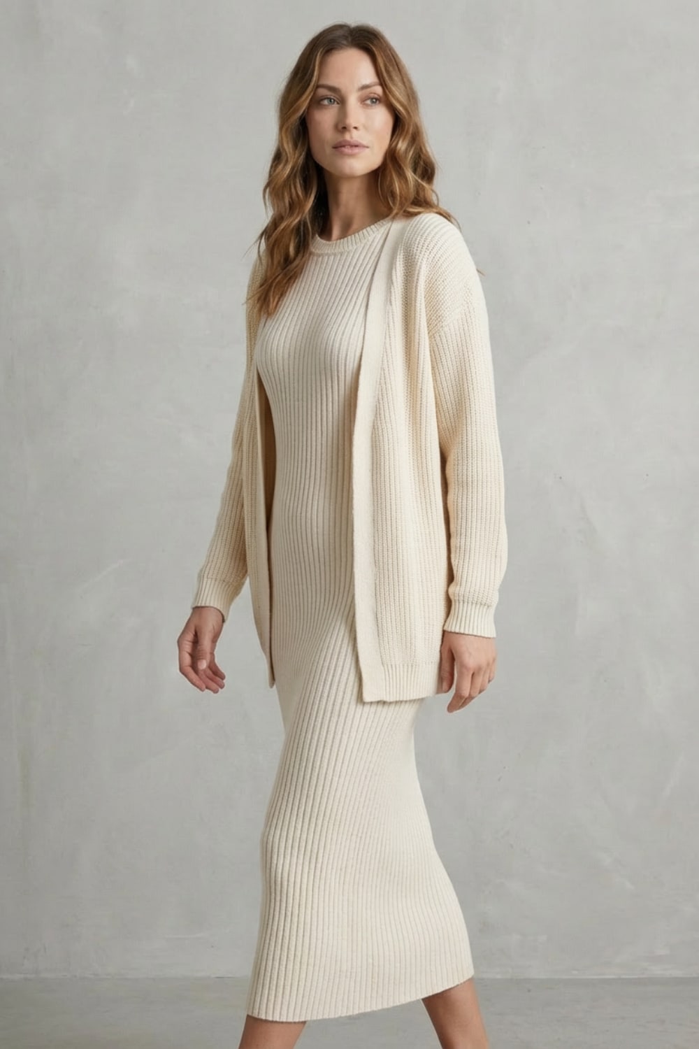 Grace | Ribbed Knit Matching Set Maxi Dress
