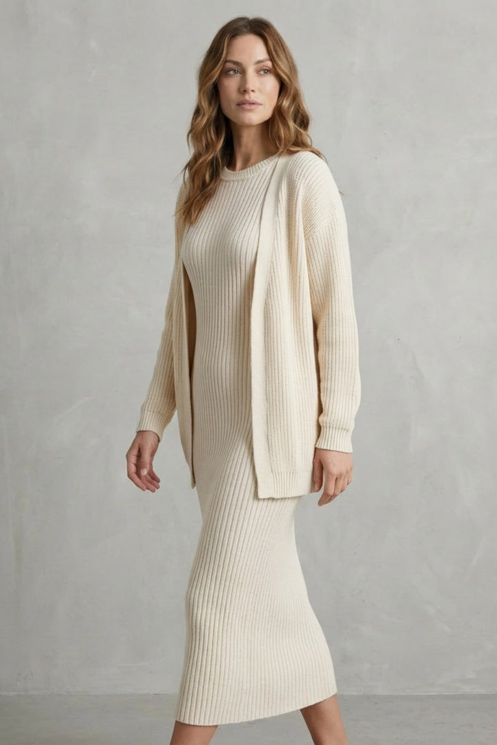 Grace | Ribbed Knit Matching Set Maxi Dress