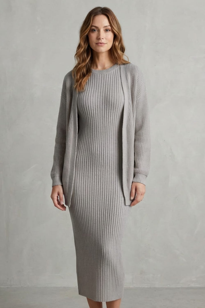 Grace | Ribbed Knit Matching Set Maxi Dress