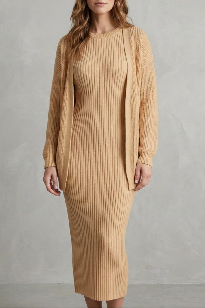 Grace | Ribbed Knit Matching Set Maxi Dress
