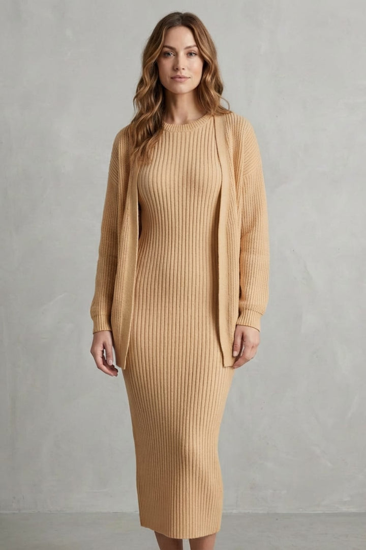 Grace | Ribbed Knit Matching Set Maxi Dress