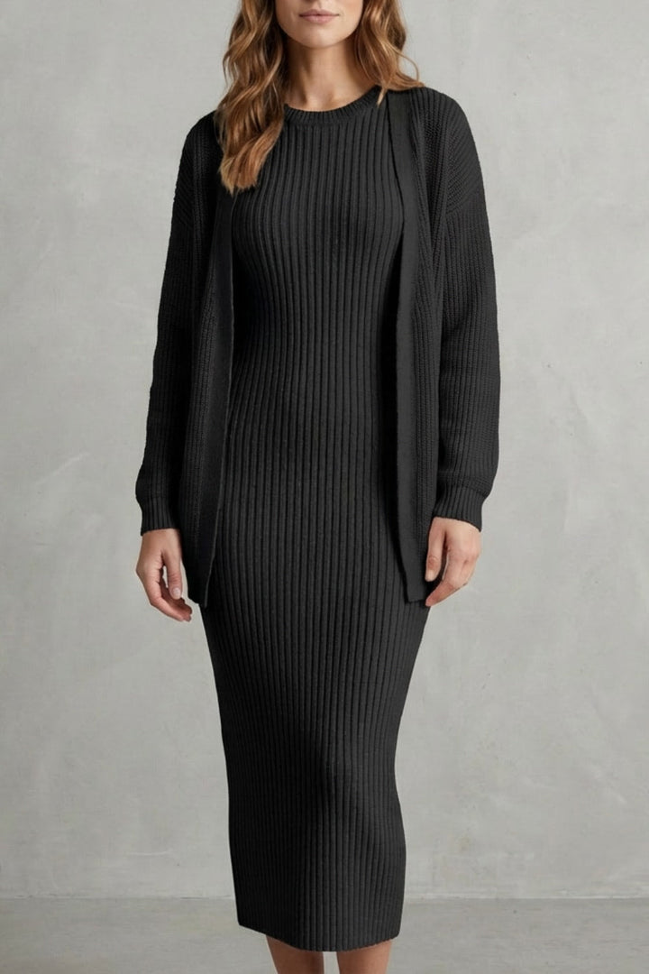 Grace | Ribbed Knit Matching Set Maxi Dress
