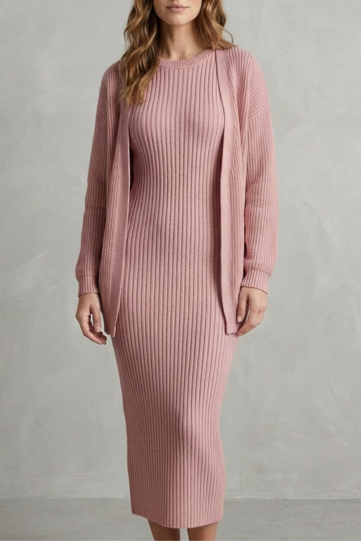 Grace | Ribbed Knit Matching Set Maxi Dress