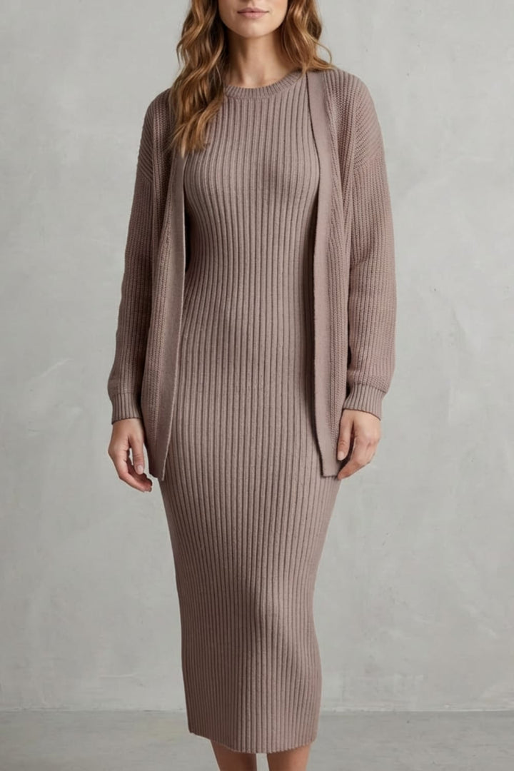 Grace | Ribbed Knit Matching Set Maxi Dress