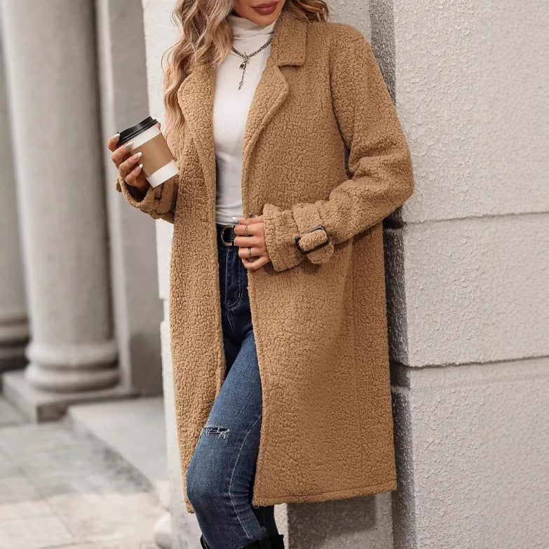 Hattie | Camel Fleece Teddy Coat with Buttons