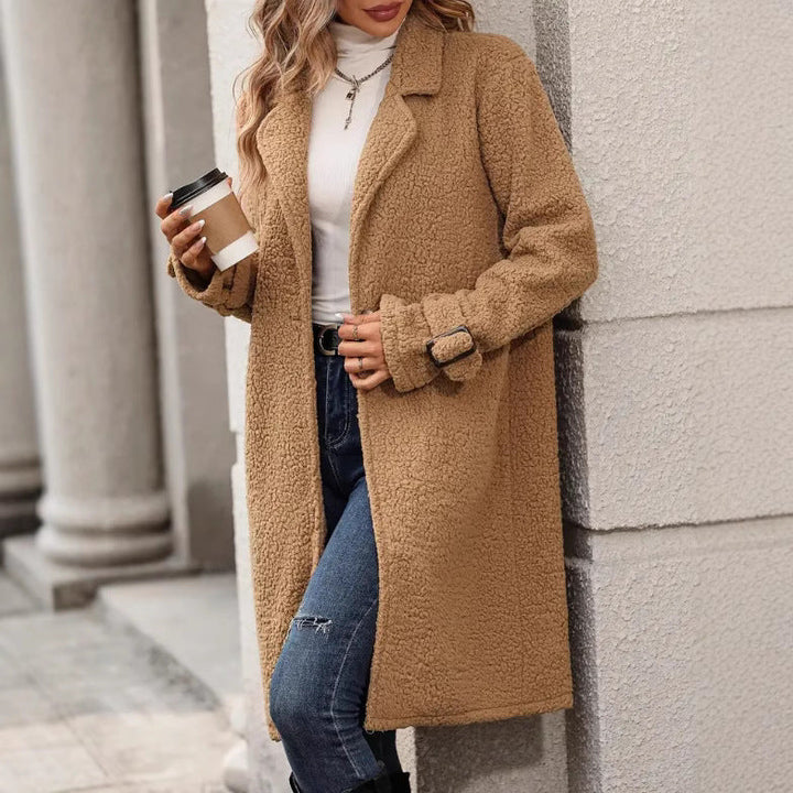 Hattie | Camel Fleece Teddy Coat with Buttons