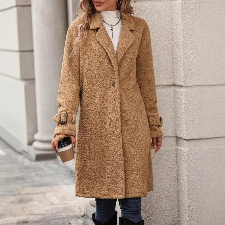 Hattie | Camel Fleece Teddy Coat with Buttons