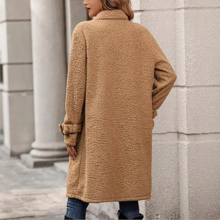 Hattie | Camel Fleece Teddy Coat with Buttons