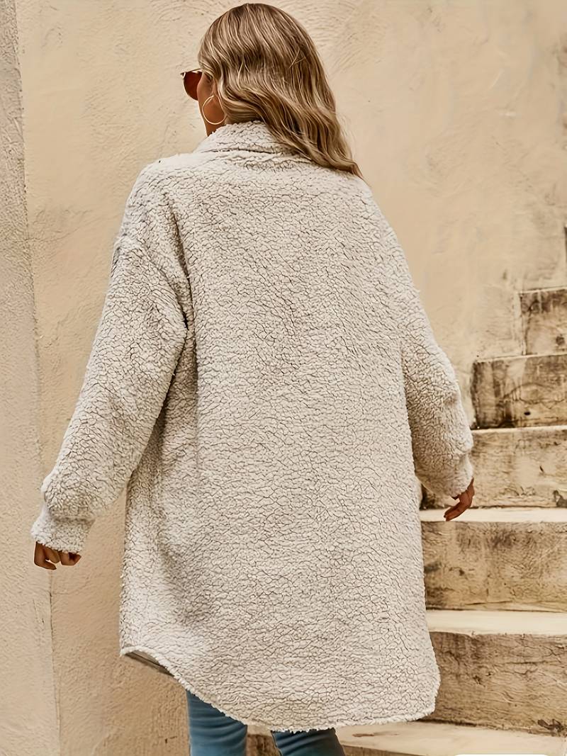 Millie | Oversized Fleece Collared Longline Coat