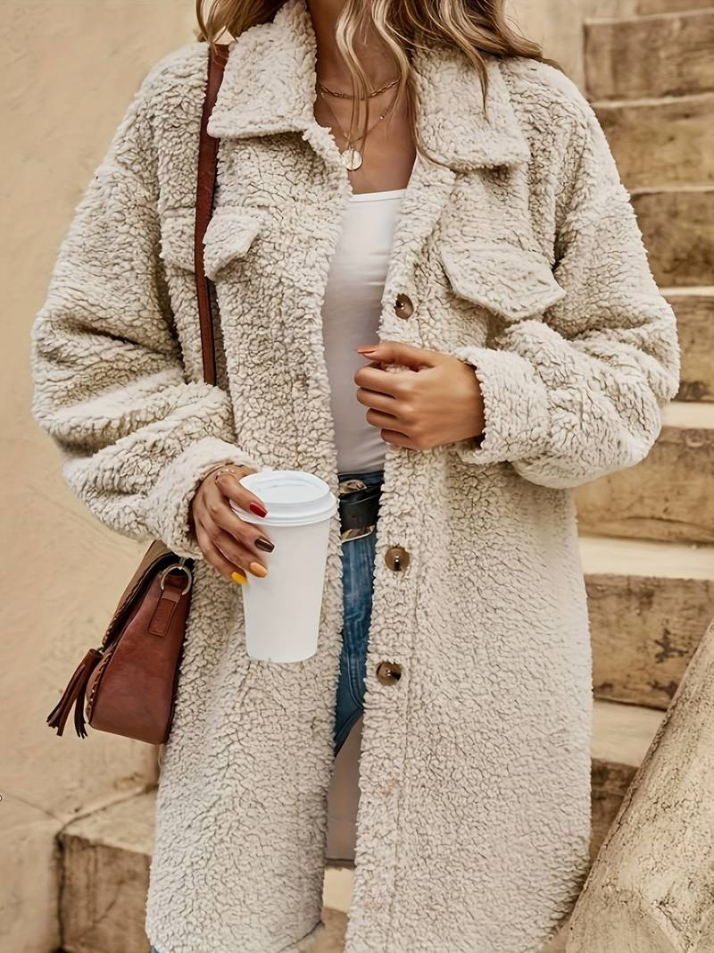 Millie | Oversized Fleece Collared Longline Coat