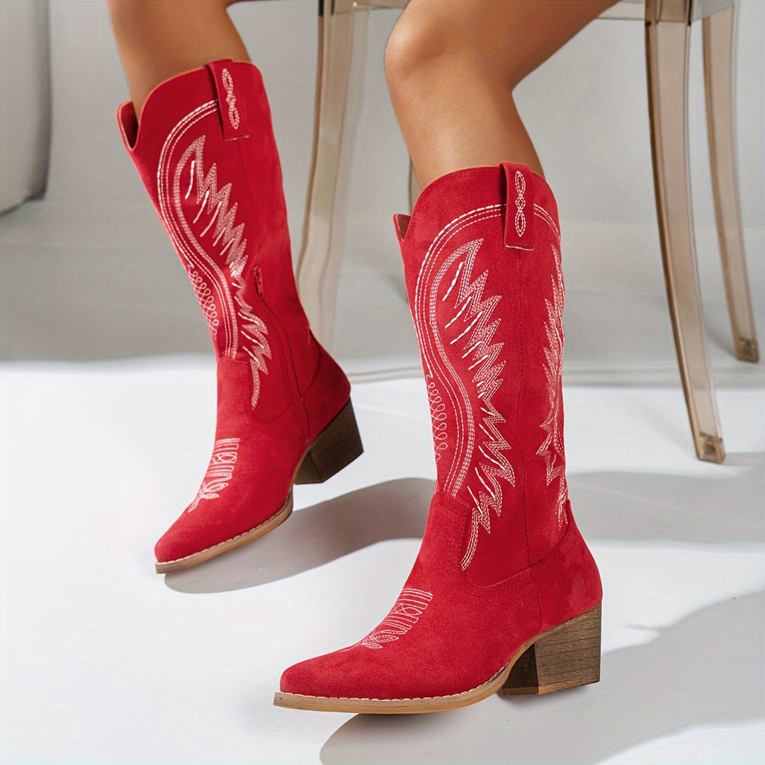 Ava | Womens Western Embroidered Suede Boots