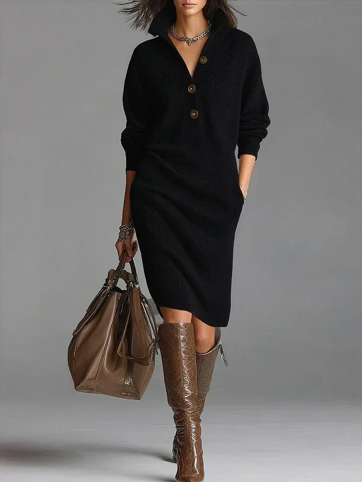Wren womens knitted collared jumper dress