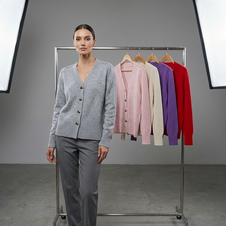 Florence | V-Neck Relaxed Cardigan with Heart Buttons