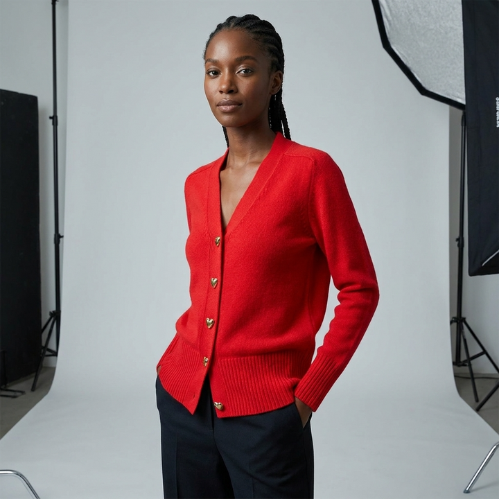 Florence | V-Neck Relaxed Cardigan with Heart Buttons