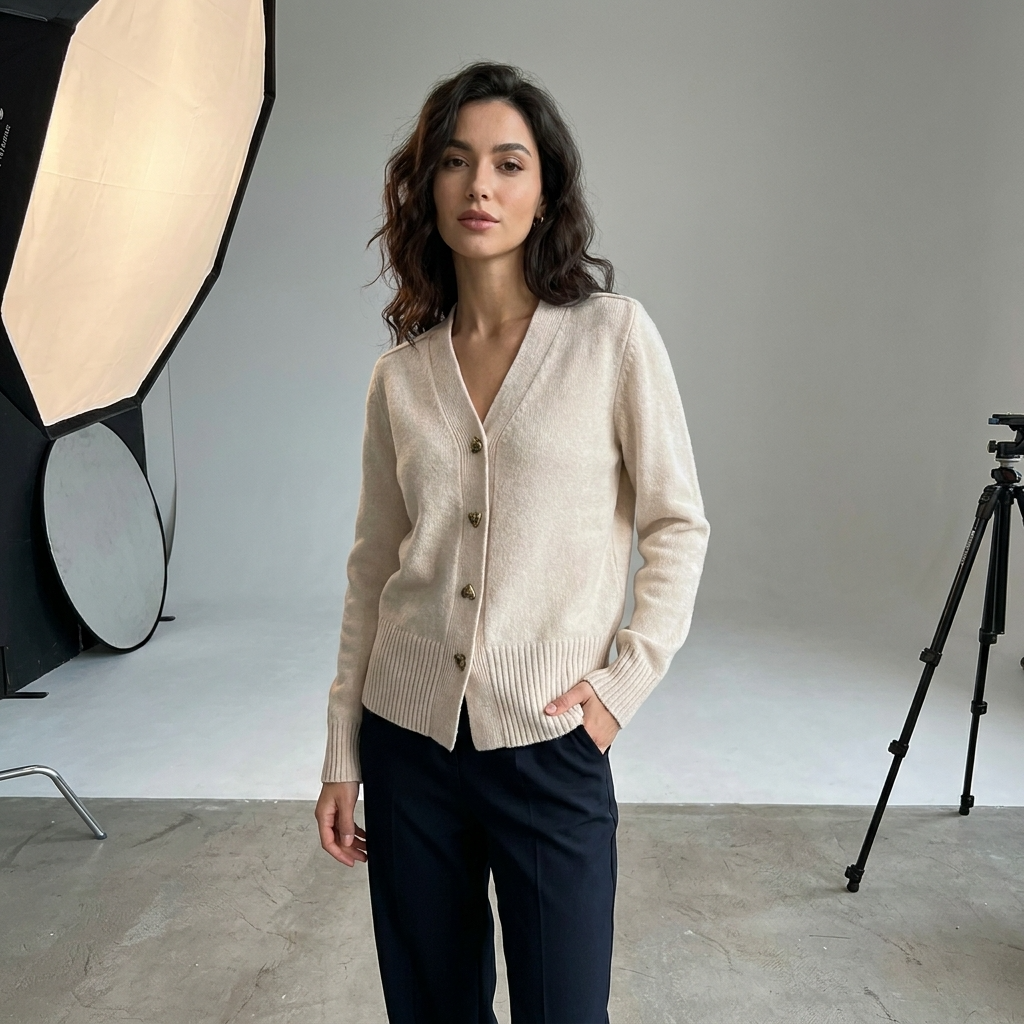Florence | V-Neck Relaxed Cardigan with Heart Buttons