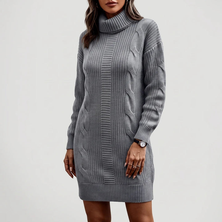 Ava | Cable Knit Turtleneck Sweater Dress