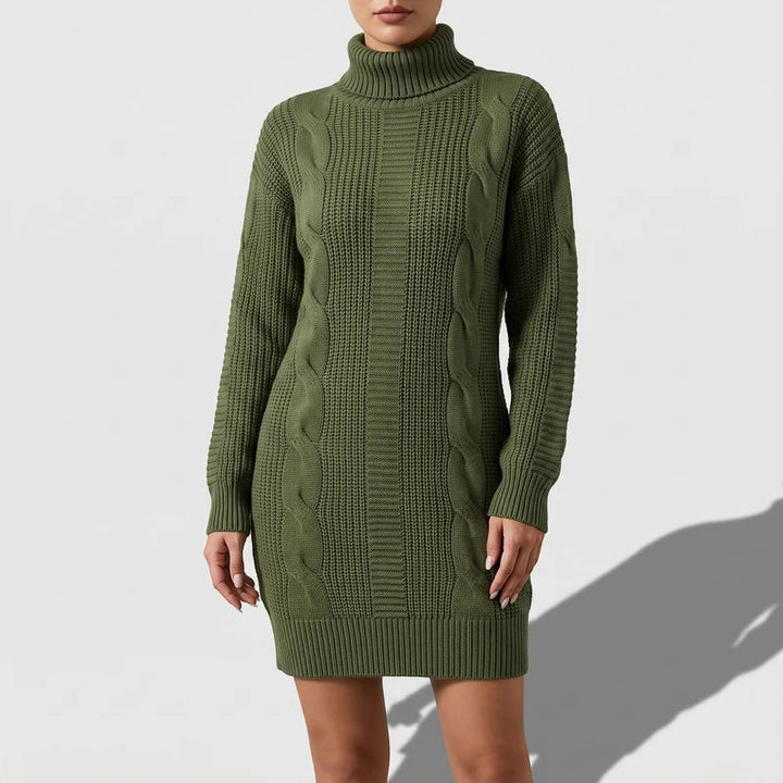 Ava | Cable Knit Turtleneck Sweater Dress