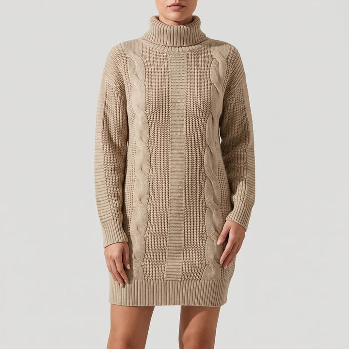 Ava | Cable Knit Turtleneck Sweater Dress